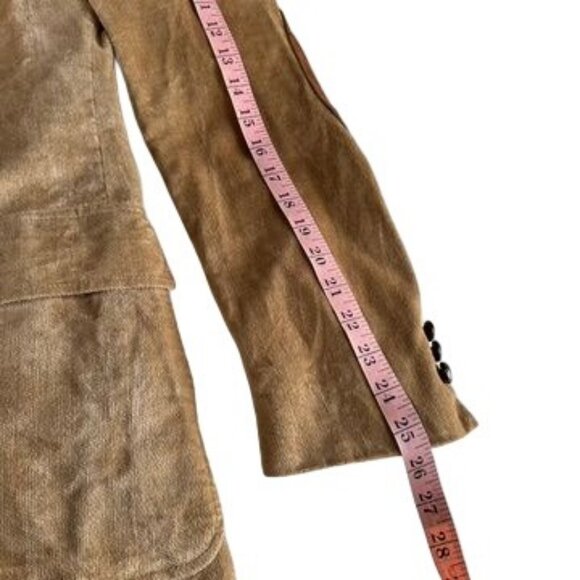 Vintage 70s Tan Corduroy Blazer 43R Elbow Patches Academiccore Jacket - Picture 8 of 10